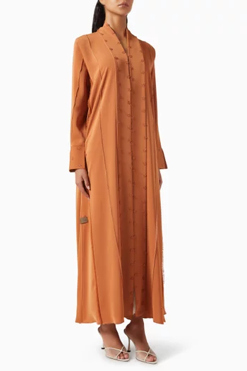 Floral Embroidered Abaya in Nada