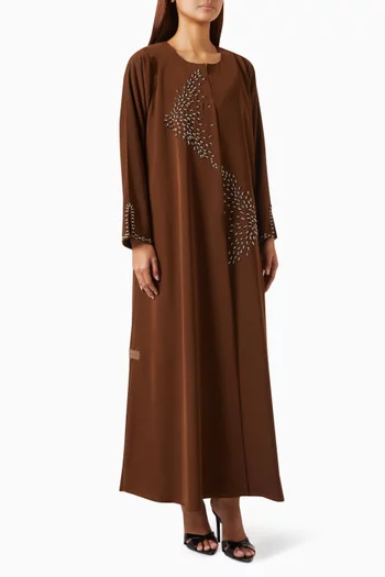 Scattered Embellished Abaya in Crepe