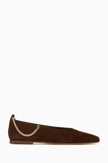 Augusta Ankle Chain Ballerina Flats in Suede
