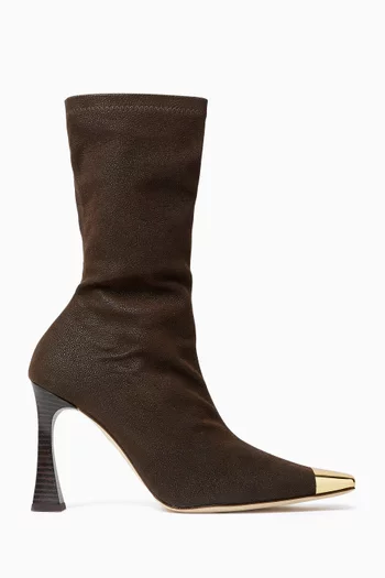 Poppy 90 Metallic-tip Ankle Boots in Leather