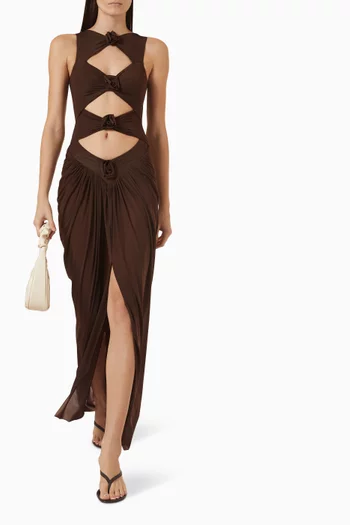 Rombo Floral-appliqué Cutout Dress