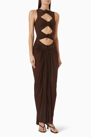 Rombo Floral-appliqué Cutout Dress