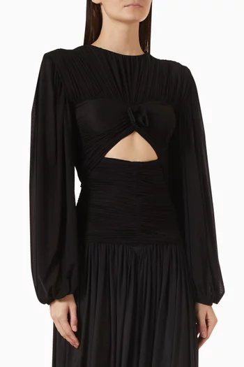 Aster Floral-appliqué Ruched Top