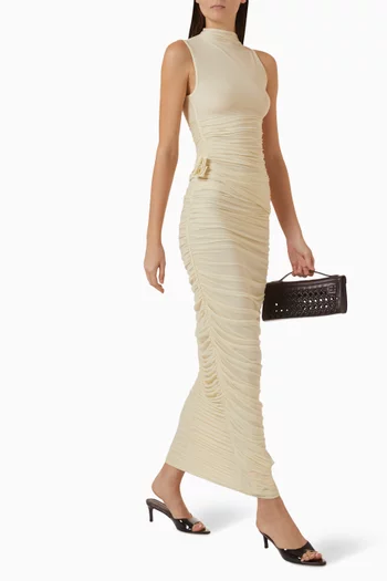 Ruched Maxi Skirt in Sheer Lycra