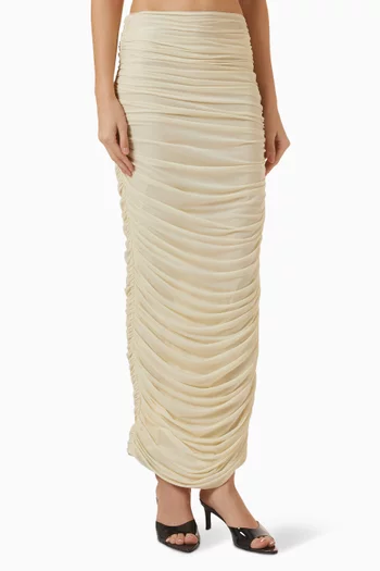 Ruched Maxi Skirt in Sheer Lycra