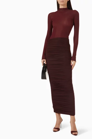 Ruched Maxi Skirt in Sheer Lycra