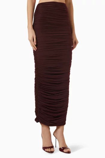Ruched Maxi Skirt in Sheer Lycra