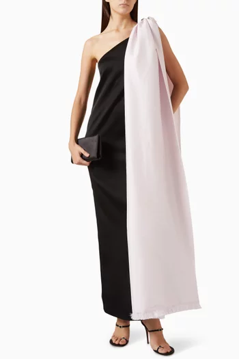 Ross Two-tone One-shoulder Maxi Dress