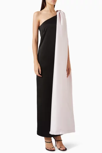 Ross Two-tone One-shoulder Maxi Dress