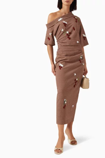 Bowry Embroidered Maxi Dress in Cotton-linen