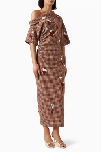 Bowry Embroidered Maxi Dress in Cotton-linen