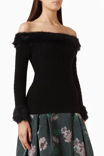 Karla Faux-fur Sweater in Cable-knit