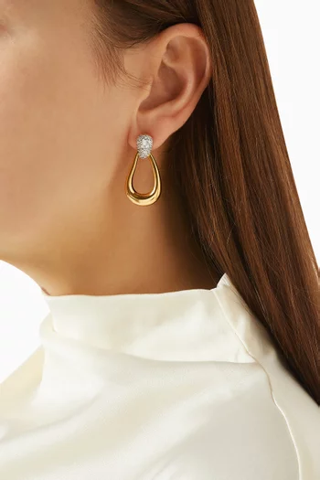 Molten Pavé Drop Earrings in Brass