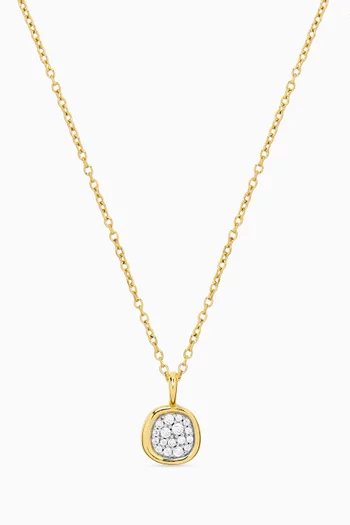 Molten Square Pavé Necklace in Brass