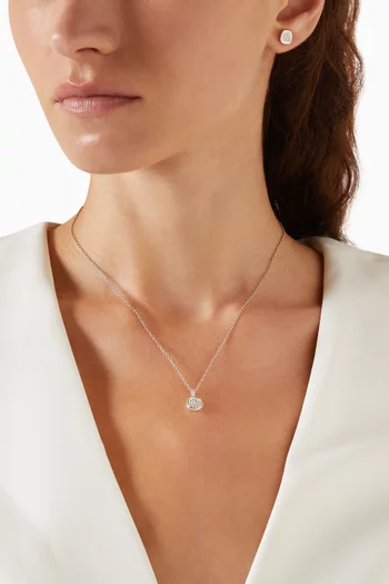 Molten Square Pavé Necklace in Sterling Silver