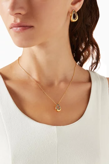 Molten Teardrop Pavé Necklace in Brass