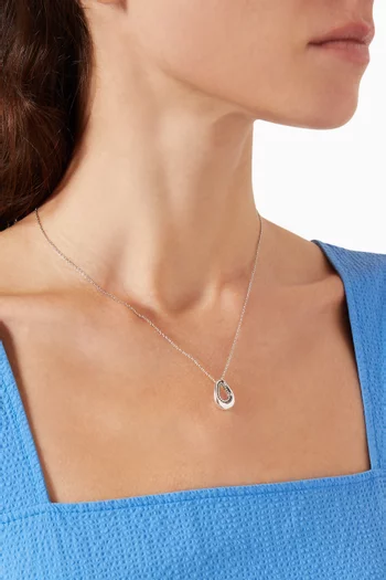 Molten Teardrop Pavê Necklace in Sterling Silver