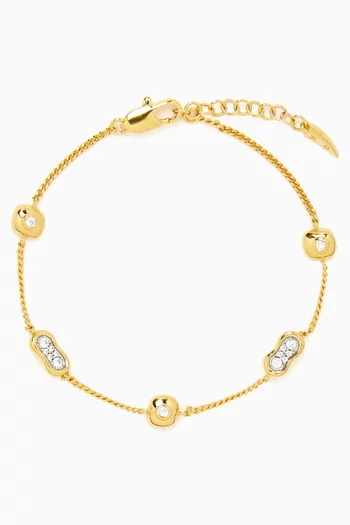 Molten Teardrop Crystal Charm Bracelet in Brass
