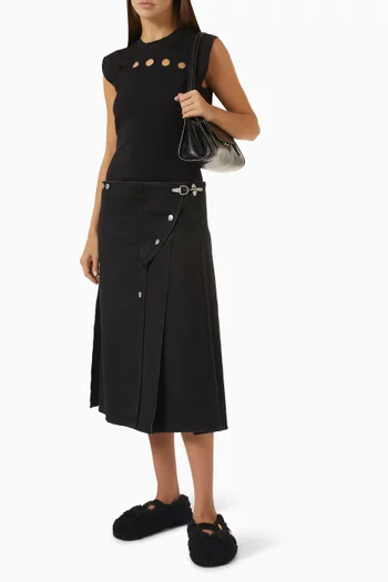 Asymmetric Flared Skirt in Denim