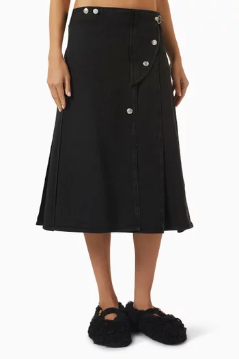 Asymmetric Flared Skirt in Denim