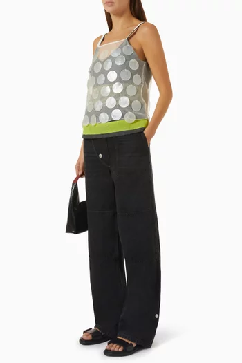 Mother-of-pearl Sequin Top in Organza