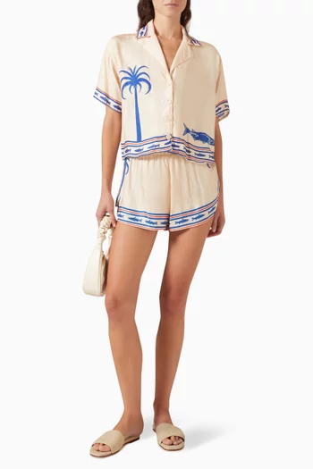 Rhino Palm-print Shorts in Viscose