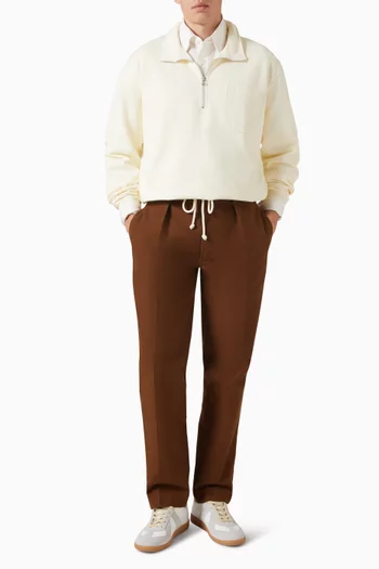 Quarter Zip Collared Drawstring Sweatshirt in Cotton