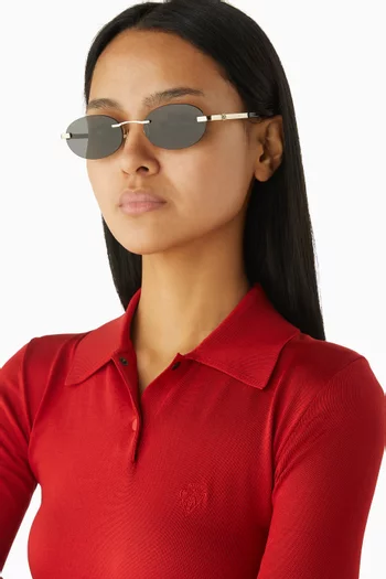 Rimless Oval Sunglasses in Metal