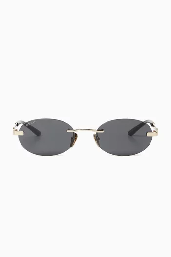 Rimless Oval Sunglasses in Metal