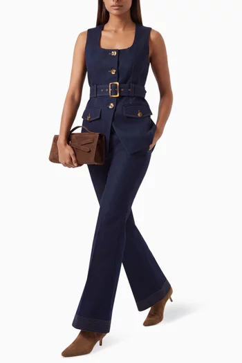Becker Belted Vest in Denim