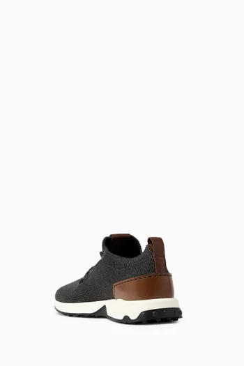 Stretch Knit Sneakers in Wool & Leather