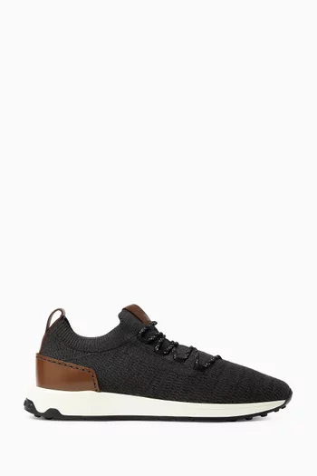 Stretch Knit Sneakers in Wool & Leather