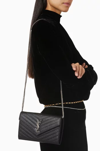 Classic Cassandre Chain Wallet in Grain de Poudre Leather