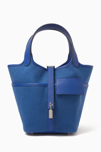 Unused Cargo Picotin Lock 18 Bag in Toile & Swift Leather