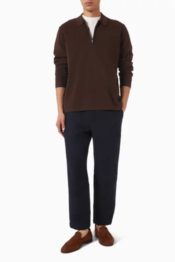 Maley Zip Knit Polo in Cotton Blend