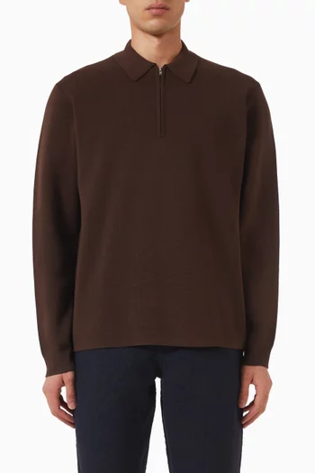 Maley Zip Knit Polo in Cotton Blend