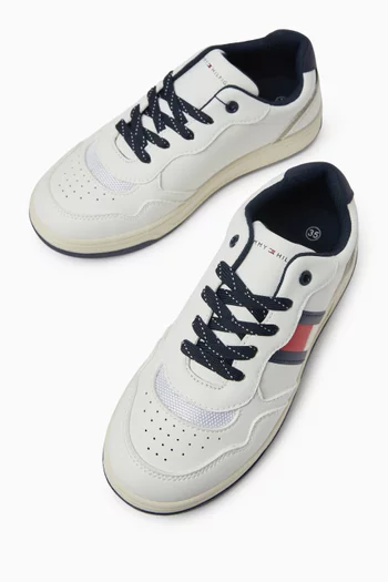 Lace-up Sneakers in Faux Leather