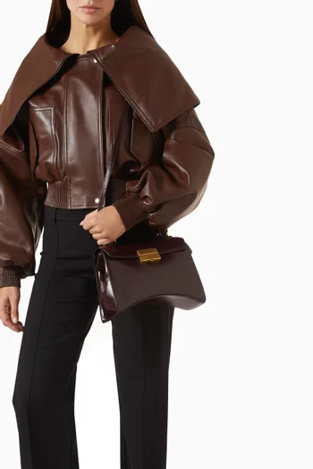 Small Hourglass Avenue Top-handle Bag in Leather