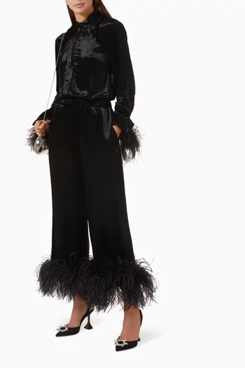 Joelle Feather-trim Pants in Velvet