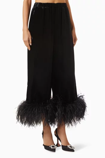 Joelle Feather-trim Pants in Velvet