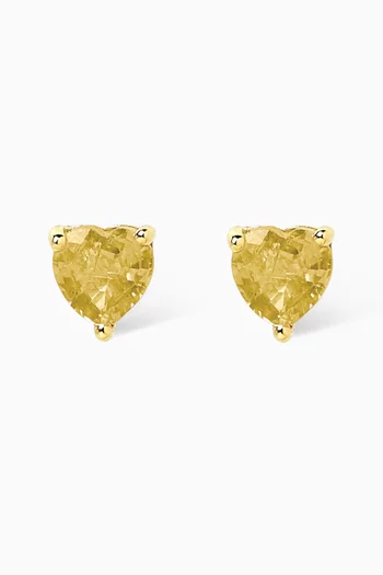 Heart Birthstone Citrine Earrings in 18kt Gold