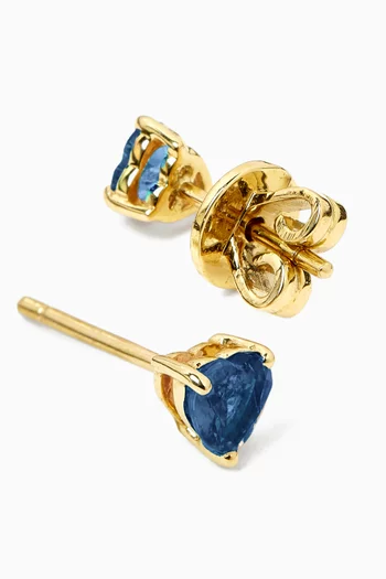 Heart Sapphire Birthstone Stud Earrings in 18kt Gold
