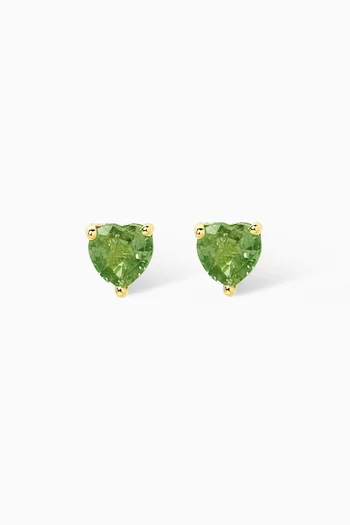 Heart Sapphire Birthstone Stud Earrings in 18kt Gold