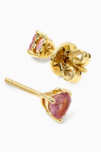 Heart Sapphire Birthstone Stud Earrings in 18kt Gold