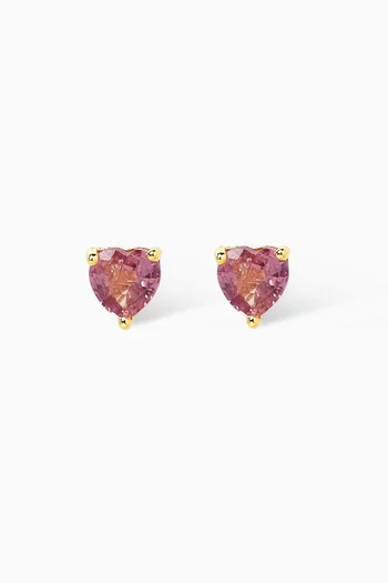 Heart Sapphire Birthstone Stud Earrings in 18kt Gold