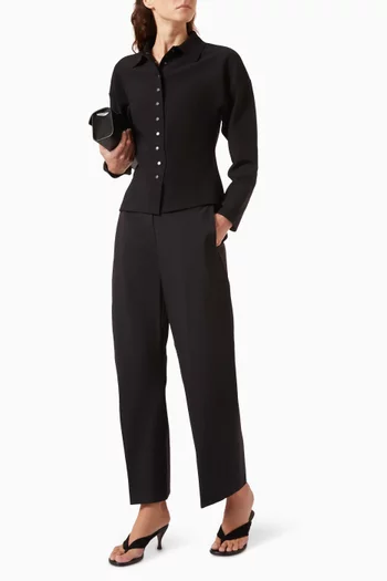 Barrel-leg Pants in Pima Cotton-blend