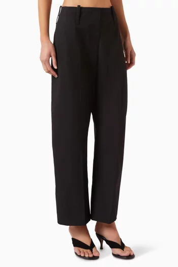 Barrel-leg Pants in Pima Cotton-blend