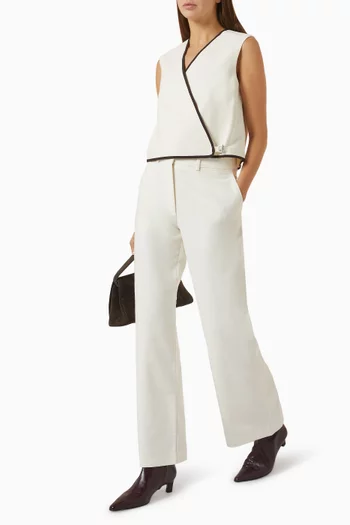 Textured Slim Straight-leg Pants in Cotton-blend