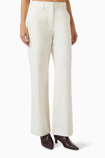 Textured Slim Straight-leg Pants in Cotton-blend