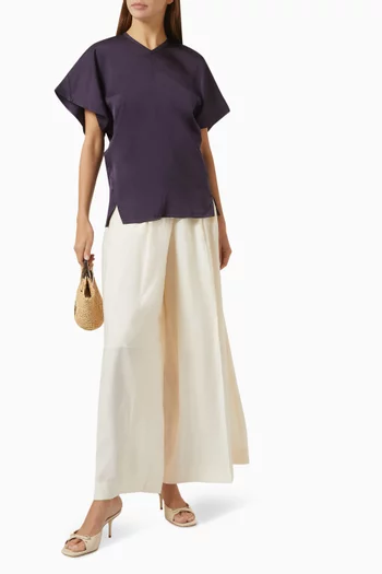 Draped V-neck Top in Crepe